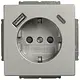 Busch-Jaeger 20 EUCB2USBAC-83 wandcontactdoos randaarde met USB type A en C Future Linear aluzilver mat