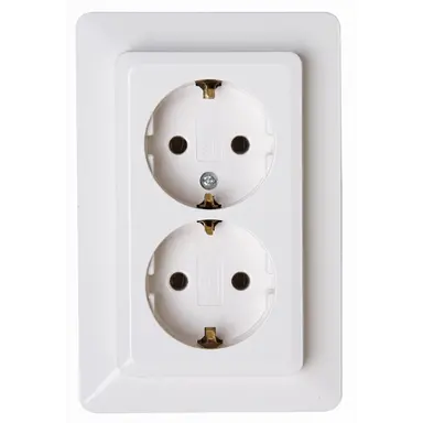Kopp 917213007 wandcontactdoos 2-voudig randaarde voor enkele inbouwdoos HK02 Milano arctic wit