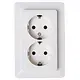 Kopp 917213007 wandcontactdoos 2-voudig randaarde voor enkele inbouwdoos HK02 Milano arctic wit