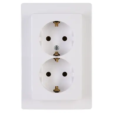 Kopp 941102063 wandcontactdoos 2-voudig randaarde voor enkele inbouwdoos HK05 Paris arctic wit