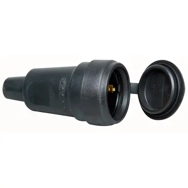 Kopp 181416067 koppelcontactstop met randaarde recht 16A klapdeksel IP44 zwart