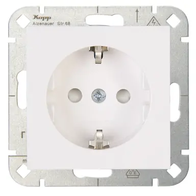 Kopp 940029009 wandcontactdoos randaarde verhoogde aanraakbeveiliging HK07 Athenis helder wit glans