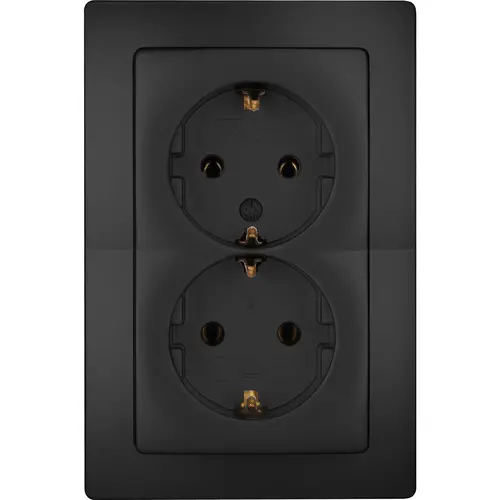 Kopp 941150004 wandcontactdoos 2-voudig randaarde voor enkele inbouwdoos HK05 Paris zwart mat