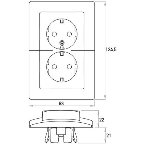 Kopp 941150004 wandcontactdoos 2-voudig randaarde voor enkele inbouwdoos HK05 Paris zwart mat