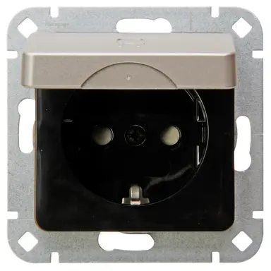 Kopp 914920000 wandcontactdoos randaarde verhoogde aanraakbeveiliging met klapdeksel HK02 Milano staal grijs