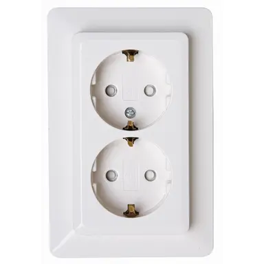 Kopp 927713009 wandcontactdoos 2-voudig randaarde Safety+ voor enkele inbouwdoos HK02 Milano arctic wit