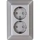 Kopp 927720003 wandcontactdoos 2-voudig randaarde Safety+ voor enkele inbouwdoos HK02 Milano staal grijs