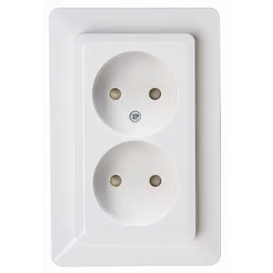 Kopp 950513007 wandcontactdoos 2-voudig zonder randaarde Safety+ voor enkele inbouwdoos HK02 Milano arctic wit
