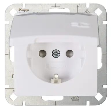Kopp 920802008 wandcontactdoos randaarde kindveilig met klapdeksel HK05 Paris arctic wit