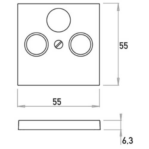 Kopp 490947007 centraalplaat antenne / COAX wandcontactdoos HK07 Athenis staal grijs