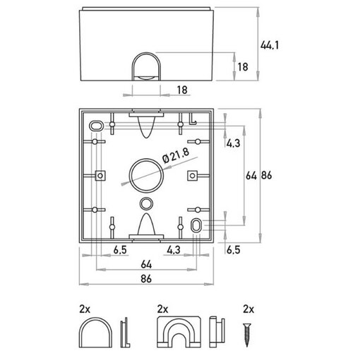 Kopp 374729006 opbouwdoos 1-voudig HK07 Athenis helder wit glans