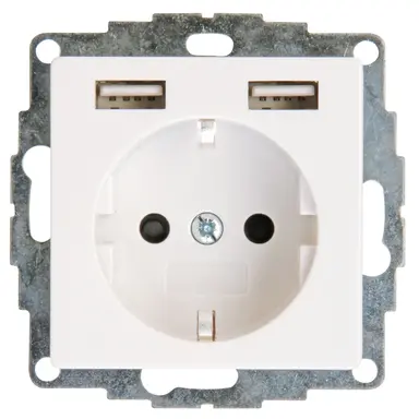 Kopp 296229004 wandcontactdoos randaarde verhoogde aanraakbeveiliging en 2x USB HK07 Athenis wit glans