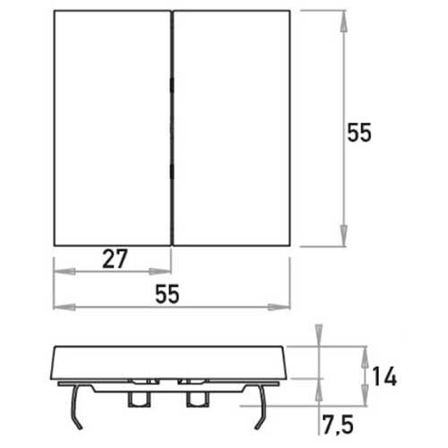 Kopp 490347009 schakelwip 2-voudig HK07 Athenis staal grijs