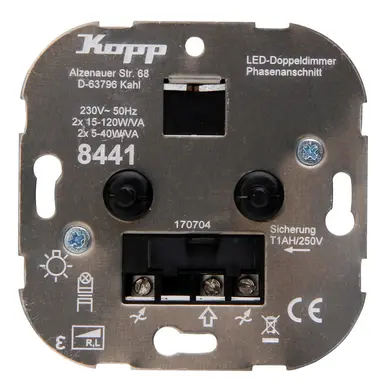 Kopp 844100000 duo draaidimmer LED 2x 5 - 40 Watt