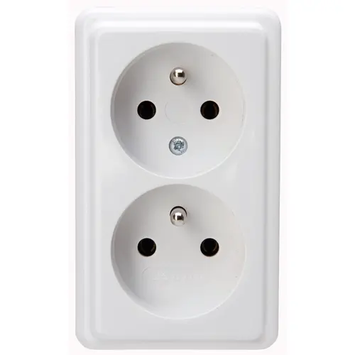 Kopp 108402005 opbouw wandcontactdoos 2-voudig penaarde Belgie Standard arctic wit