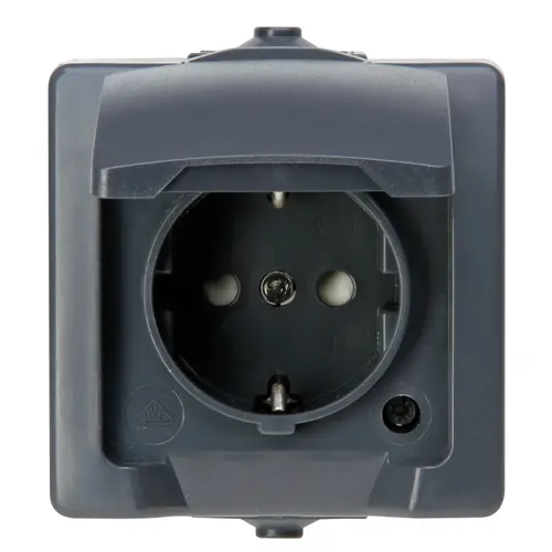 Kopp 107815006 wandcontactdoos 1-voudig randaarde deksel IP44 antraciet Nautic