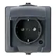 Kopp 107815006 wandcontactdoos 1-voudig randaarde deksel IP44 antraciet Nautic