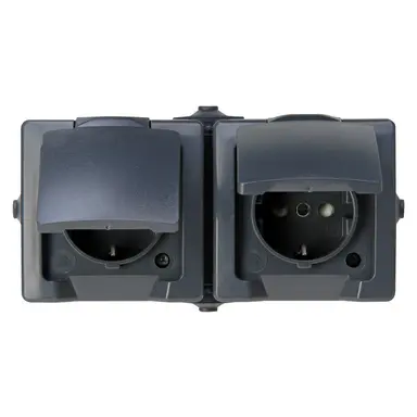 Kopp 137015003 wandcontactdoos 2-voudig randaarde deksel IP44 horizonaal antraciet