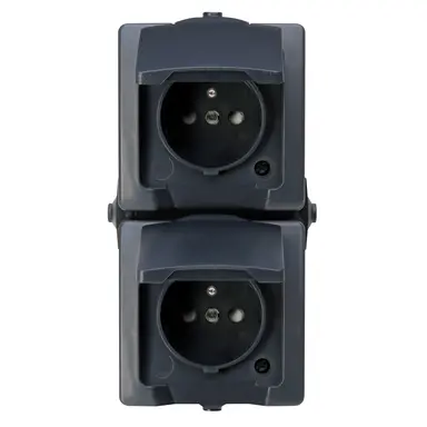 Kopp 138815008 Nautic wandcontactdoos 2-voudig met penaarde Belgie en klapdeksel deksel verticaal IP44 antraciet