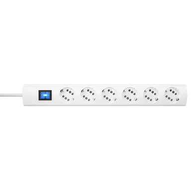 Kopp 234202016 DUOversal PLUS snoercentrale 6 RA of 12 Eurostekkers met schakelaar en 3 meter snoer wit