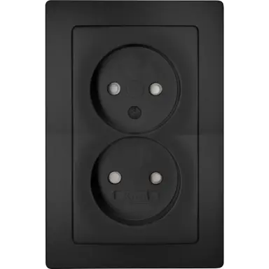 Kopp 944750081 wandcontactdoos 2-voudig zonder randaarde Safety+ voor enkele inbouwdoos HK05 Paris zwart mat
