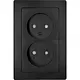 Kopp 944750081 wandcontactdoos 2-voudig zonder randaarde Safety+ voor enkele inbouwdoos HK05 Paris zwart mat