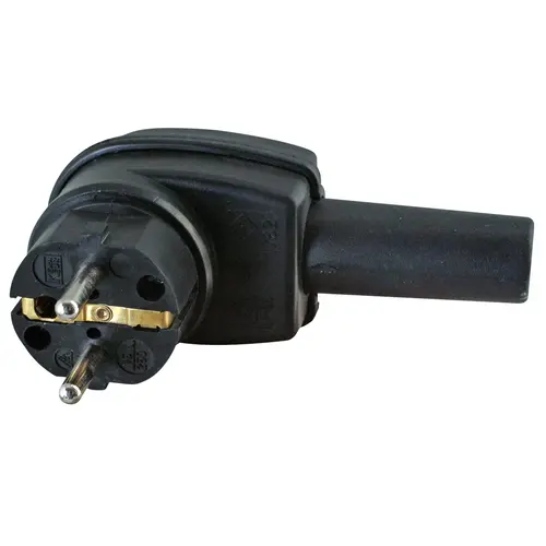 Kopp 178216009 zware haakse randaarde stekker met invoertule rubber zwart IP44