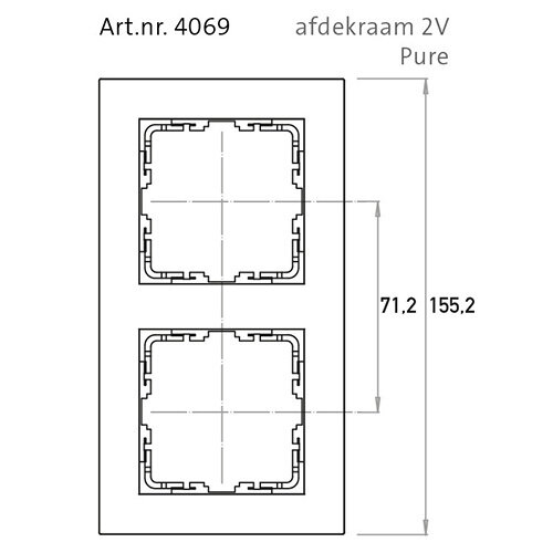 Kopp 406947000 afdekraam 2-voudig HK07 PURE staal grijs