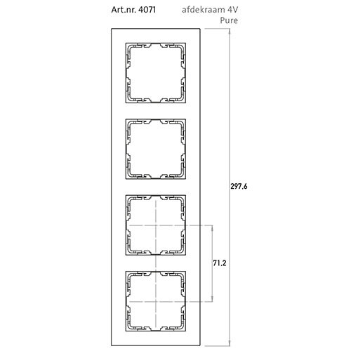 Kopp 407115004 afdekraam 4-voudig HK07 PURE antraciet