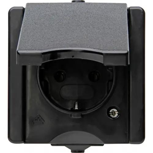 Kopp 947405009 opbouw wandcontactdoos randaarde deksel IP44 ProAQA zwart