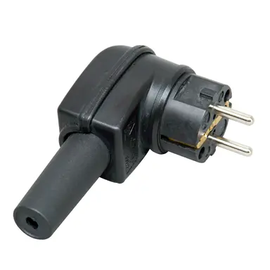 Kopp 178216054 haakse randaarde stekker met invoertule rubber zwart IP44