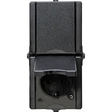 Kopp 947505002 opbouw wandcontactdoos 2-voudig randaarde deksel verticaal IP44 ProAQA zwart