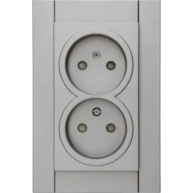 Kopp 950047007 wandcontactdoos 2-voudig zonder randaarde Safety+ voor enkele inbouwdoos HK07 Athenis staal grijs