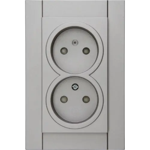 Kopp 950047007 wandcontactdoos 2-voudig zonder randaarde Safety+ voor enkele inbouwdoos HK07 Athenis staal grijs