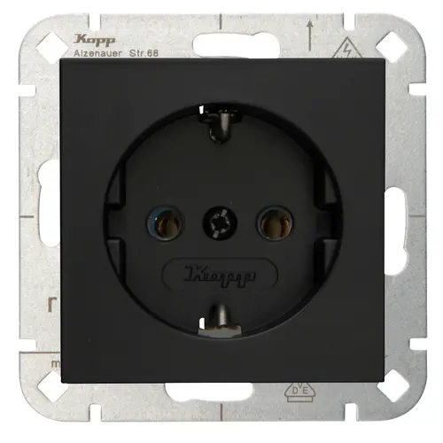 Kopp 949350008 wandcontactdoos randaarde HK07 Athenis zwart mat