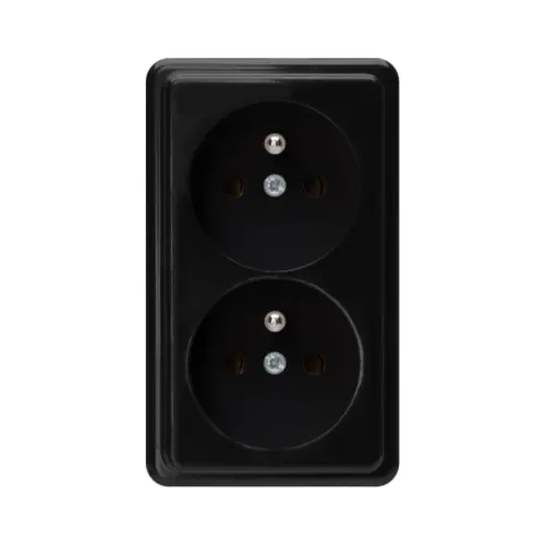 Kopp 108405008 opbouw wandcontactdoos 2-voudig penaarde Standard zwart