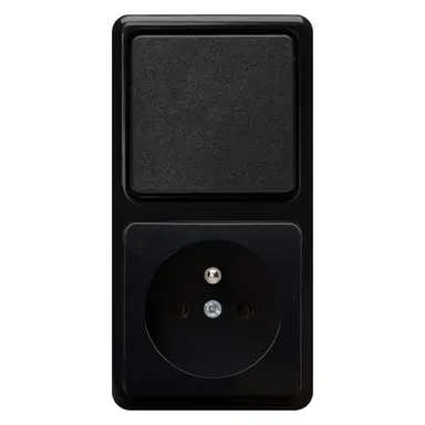 Kopp 109005007 combinatie schakelaar/wandcontactdoos met penaarde Standard arctic zwart