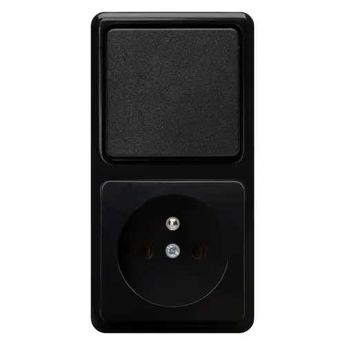 Kopp 109005007 combinatie schakelaar/wandcontactdoos met penaarde Standard arctic zwart