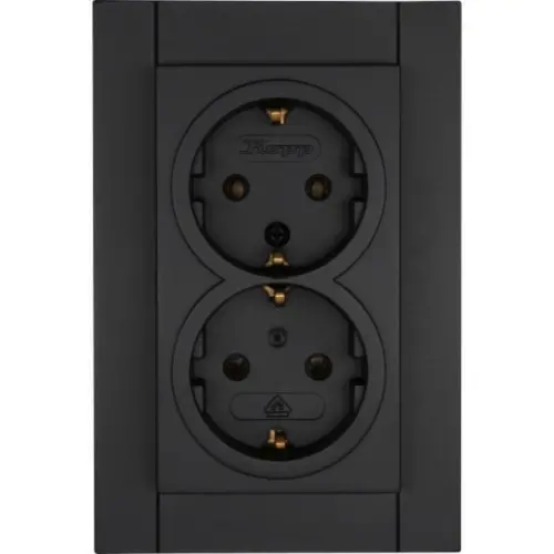 Kopp 929550000 wandcontactdoos 2-voudig randaarde voor enkele inbouwdoos HK07 Athenis zwart mat