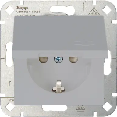 Kopp 940134001 wandcontactdoos randaarde verhoogde aanraakbeveiliging met klapdeksel HK07 Athenis grijs mat