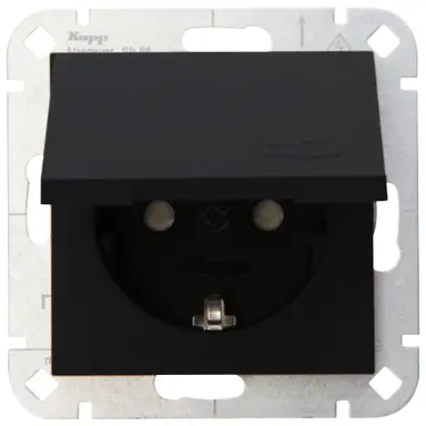 Kopp 940150003 wandcontactdoos randaarde verhoogde aanraakbeveiliging met klapdeksel HK07 Athenis zwart mat
