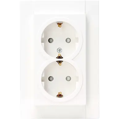 Kopp 940213001 wandcontactdoos 2-voudig randaarde Safety+ voor enkele inbouwdoos HK07 Athenis arctic wit glans