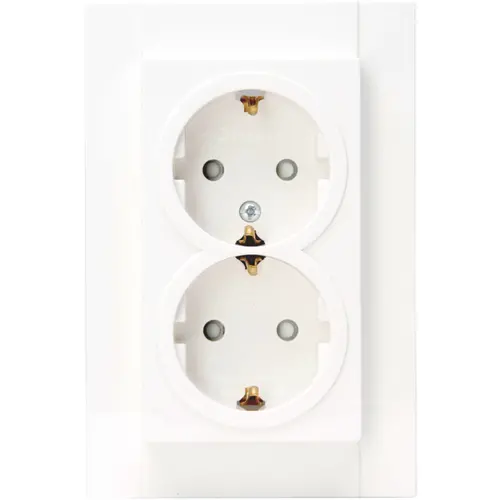 Kopp 940213001 wandcontactdoos 2-voudig randaarde Safety+ voor enkele inbouwdoos HK07 Athenis arctic wit glans