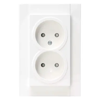 Kopp 950013002 wandcontactdoos 2-voudig zonder randaarde Safety+ voor enkele inbouwdoos HK07 Athenis arctic wit glans