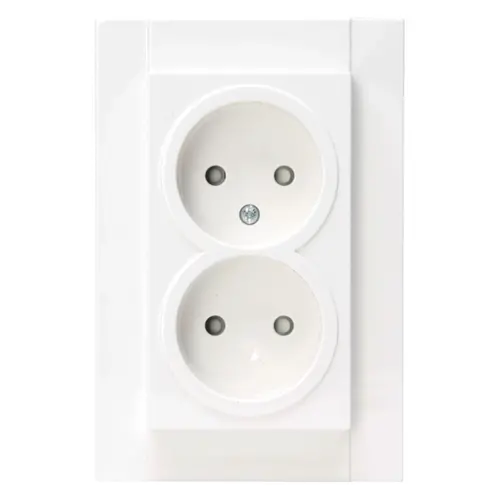 Kopp 950013002 wandcontactdoos 2-voudig zonder randaarde Safety+ voor enkele inbouwdoos HK07 Athenis arctic wit glans
