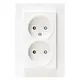 Kopp 950013002 wandcontactdoos 2-voudig zonder randaarde Safety+ voor enkele inbouwdoos HK07 Athenis arctic wit glans