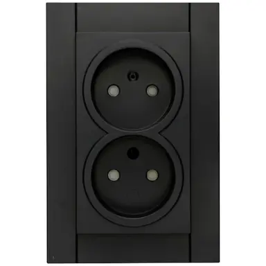 Kopp 950050007 wandcontactdoos 2-voudig zonder randaarde Safety+ voor enkele inbouwdoos HK07 Athenis zwart mat