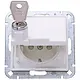 Kopp 951532001 wandcontactdoos randaarde kindveilig met klapdeksel en slot HK07 Athenis arctic wit mat
