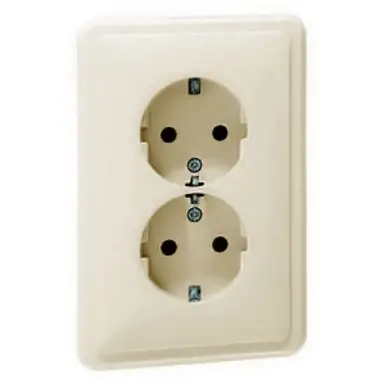 PEHA 80.6412 W wandcontactdoos 2-voudig randaarde voor ovale 1,5 inbouwdoos Standard creme