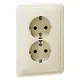 PEHA 80.6412 W wandcontactdoos 2-voudig randaarde voor ovale 1,5 inbouwdoos Standard creme